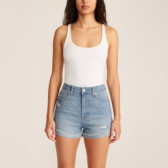 A451 • Distressed Cuffed Denim Shorts - Picture 1 of 7
